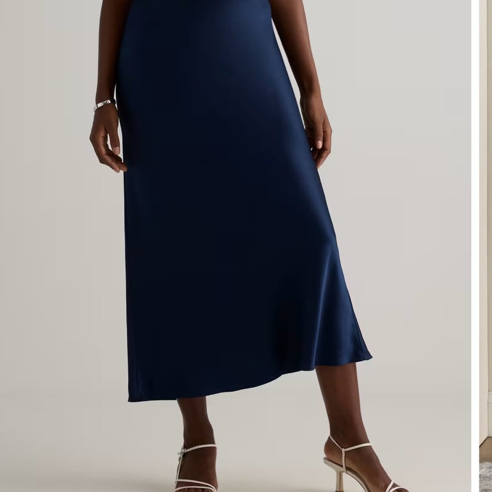 Quince Navy Midi Skirt
